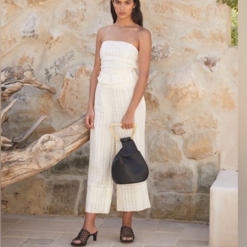 New! Cult Gaia Elle Cream Linen Pants | xxs